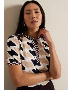 Phase Eight Suki Printed Jersey Top - Brown