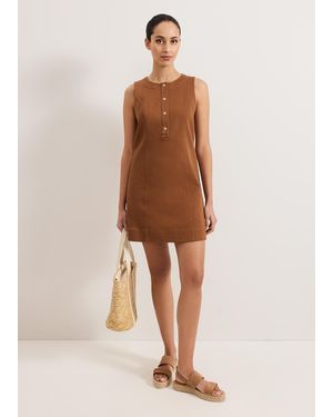 Phase Eight Janah Denim Pinafore Shift Dress - Natural