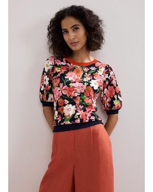 Phase Eight Mel Printed Knit Top - Red