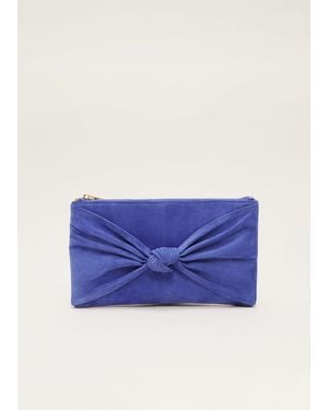 Phase Eight Suede Clutch Bag - Blue