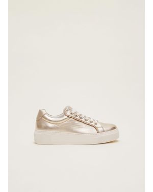 Phase Eight Leather Platform Trainers - Natural