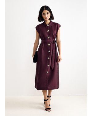 Phase Eight Ciara Statement Button Detail Shirt Dress - Purple