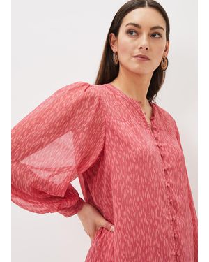 Phase Eight Sharpay Printed Chiffon Blouse - Pink
