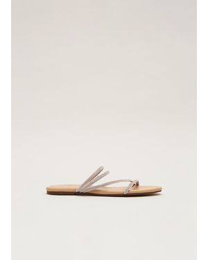 Phase Eight Sparkle Strappy Flat Sandal - Natural