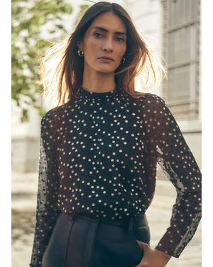 Phase Eight Jacey Spot Jacquard Blouse - Blue