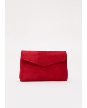 Phase Eight Suede Clutch Bag - Red