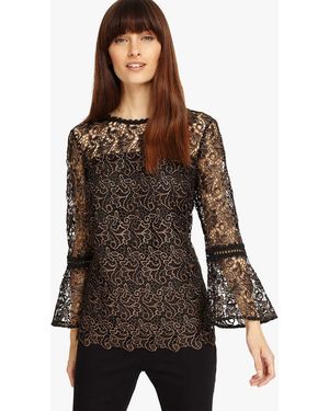 Phase Eight Tianna Metallic Lace Blouse - Brown