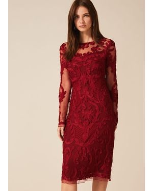Phase Eight Nikita Tapework Lace Dress - Red