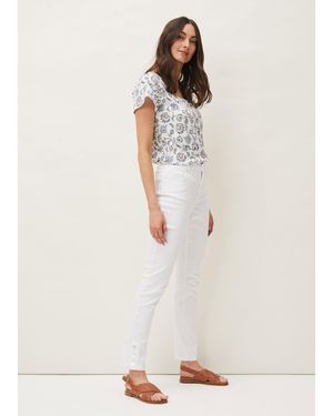 Phase Eight Bobbie Skinny Button Hem Jean - Natural