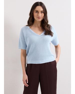 Phase Eight Amira Scallop Edge Textured Jumper - White