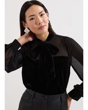 Phase Eight Raye Velvet Blouse - Black