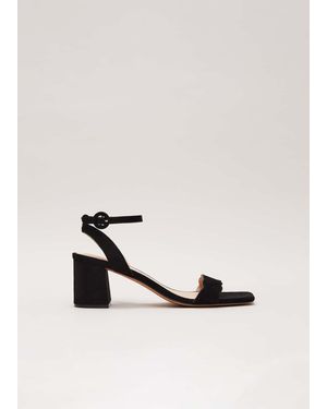 Phase Eight Suede Scallop Block Heel - Black