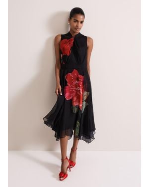 Phase Eight Lucia Chiffon Floral Midi Dress - Multicolour