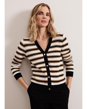 Phase Eight Indy Stripe Knit Cardigan - Black