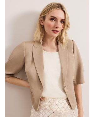 Phase Eight Blackwell Short Balloon Sleeve Tailored Jacket - Natural