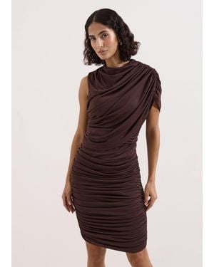 Phase Eight Aimee Ruched Jersey Midi Dress - Brown