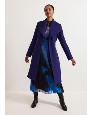Phase Eight Nicci Belted Wool Coat - Blue