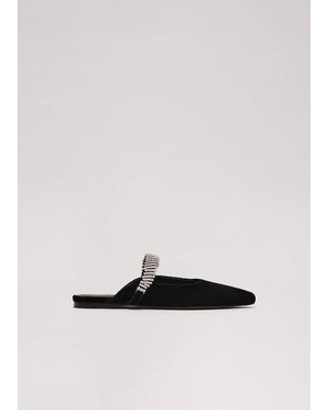 Phase Eight Velvet Sparkle Flat Mule - White