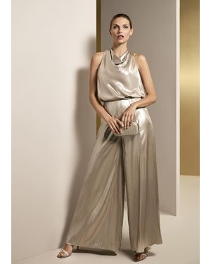 Phase Eight Adrina Metallic Wide Leg Trouser - Natural