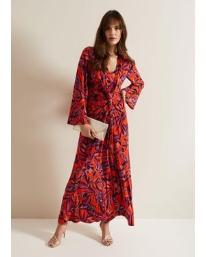 Phase Eight Briella Jersey Leaf Print Maxi Dress - Red