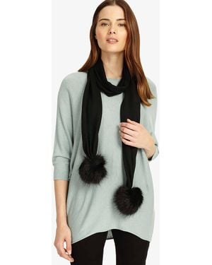 Phase Eight Pom Pom Knitted Scarf - Black