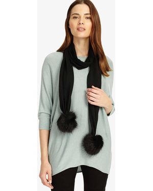 Phase Eight Pom Pom Knitted Scarf - Black