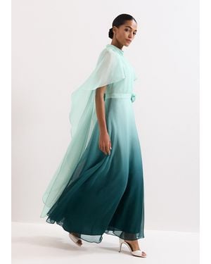 Phase Eight Petite Aspen Ombre Cape Maxi Dress - Green