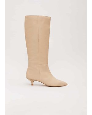 Phase Eight Knee High Kitten Heel Boot - White