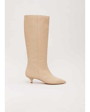 Phase Eight Knee High Kitten Heel Boot - White