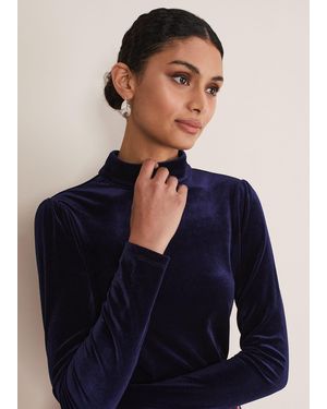 Phase Eight Ariella Velvet Polo - Blue