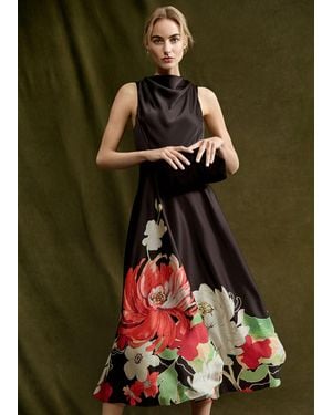 Phase Eight Cheryl Satin Printed Midi Dress - Green