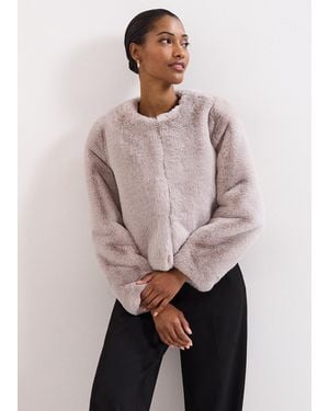 Phase Eight Crystal Faux-Fur Coat - Natural