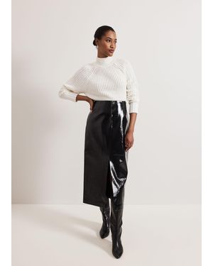 Phase Eight Tabby Vinyl Pu Pencil Skirt - Natural