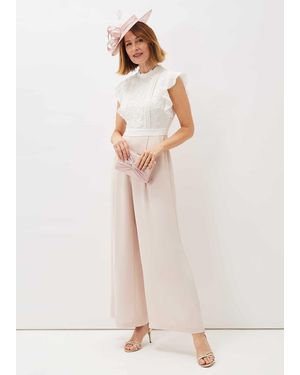 Phase Eight Niamh Lace Bodice Wide Leg Jumpsuit - Natural