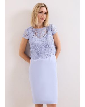 Phase Eight Daisy Removable Lace Top Midi Dress - Blue