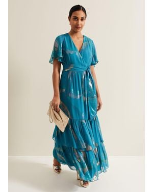 Phase Eight Petite Charissa Silk Maxi Dress - Blue