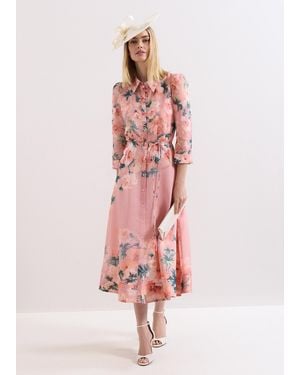Phase Eight Anabella Floral Shirt Midi Dress - Pink