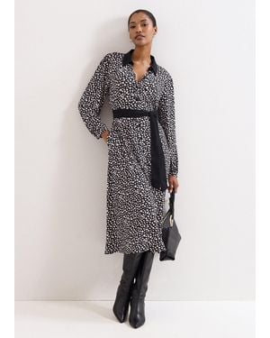 Phase Eight Florence Printed Jersey Shirt Midi Dress - Grey