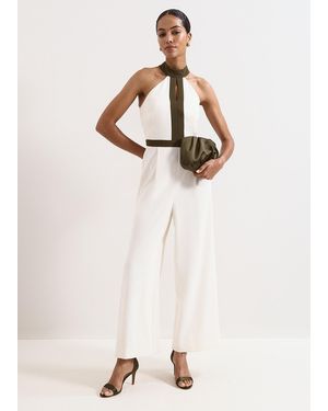 Phase Eight Monica Halterneck Wide Leg Jumpsuit - Natural