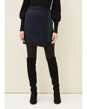 Phase Eight Natalie Colourblock Knitted Mini Skirt - Blue