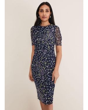 Phase Eight Petite Aileena Embroidered Dress - Blue