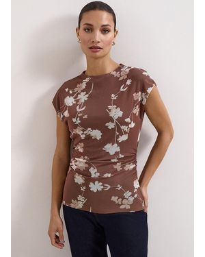 Phase Eight Kezia Mesh Printed Top - Brown