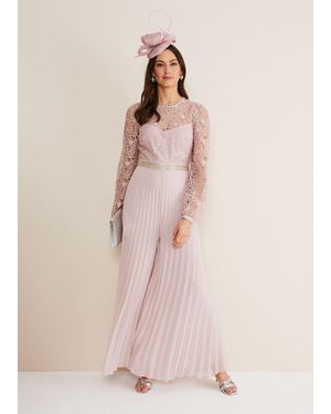 Phase Eight Isla Lace Wide Leg Jumpsuit - Pink