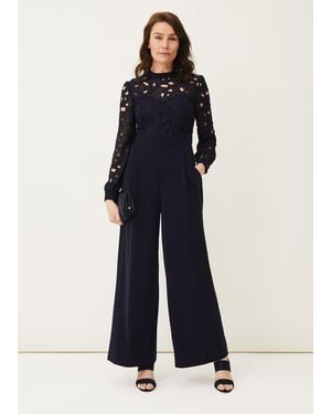Phase Eight Gayle Lace Bodice Jumpsuit - Blue