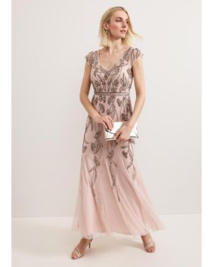 Phase Eight Petite Evonne Beaded Maxi Dress - Pink