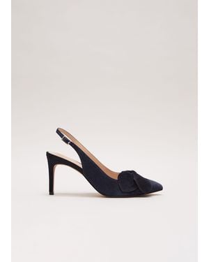 Phase Eight Suede Pointed Bow Slingback - White