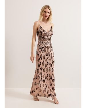 Phase Eight Vienna Beaded Maxi Dress - Natural