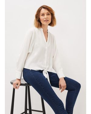 Phase Eight Maura Tie Front Blouse - White