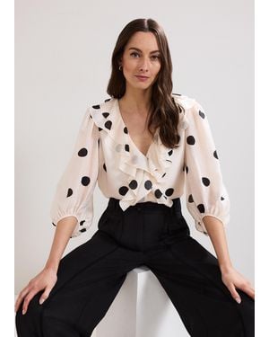Phase Eight Jaqlyn Spot Blouse - Black