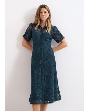 Phase Eight Lunna Lace Midi Skirt Dress - Blue